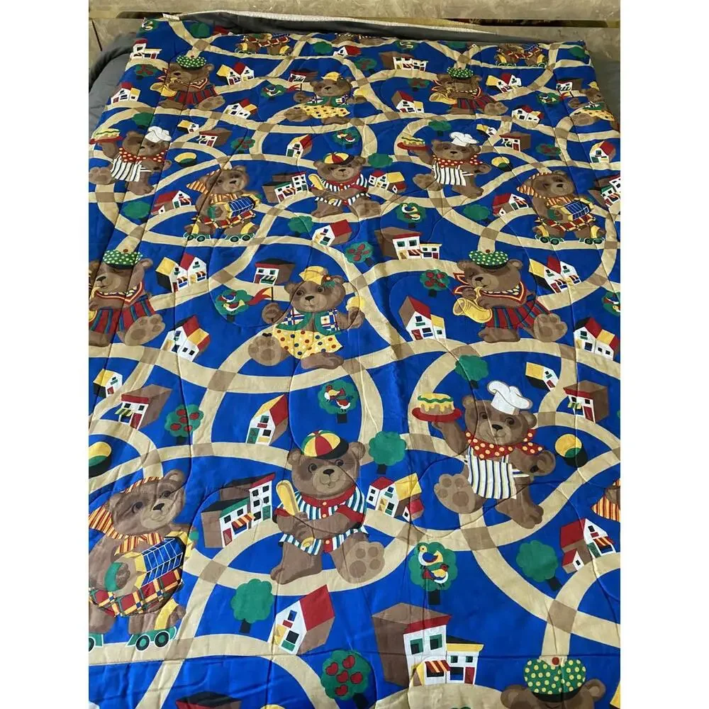 Children's Teddy Bear Themed Comforter with Colorful Track Design Full Size